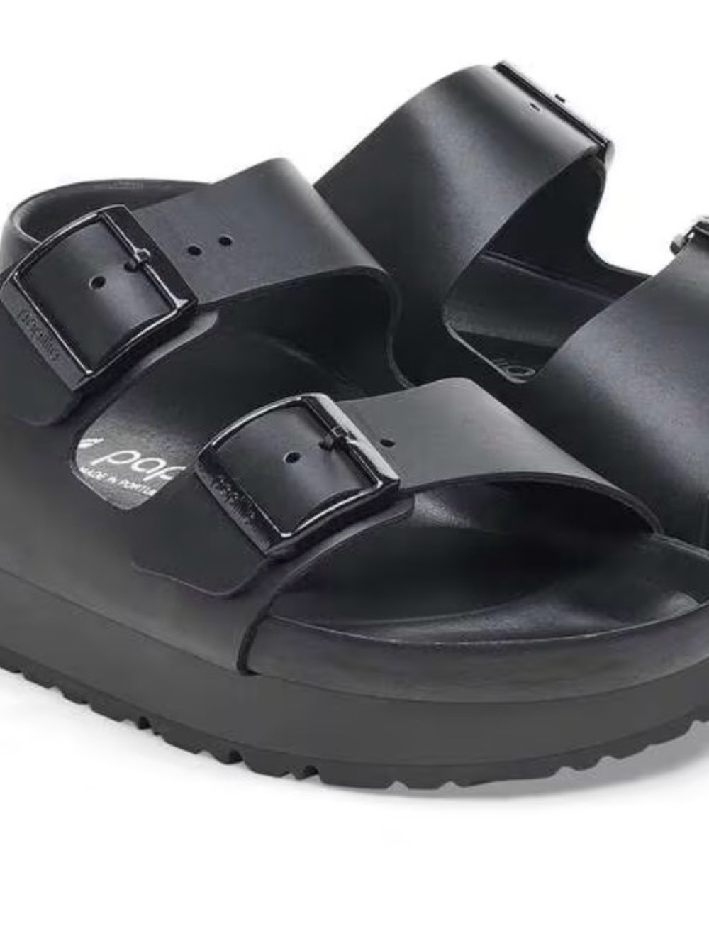 Birkenstock Papillio Exquisite Black Leather Double Buckle Platform - Picture 9 of 12